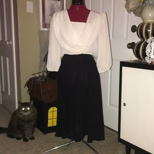 Sheer 80s Black & White Drape Dress